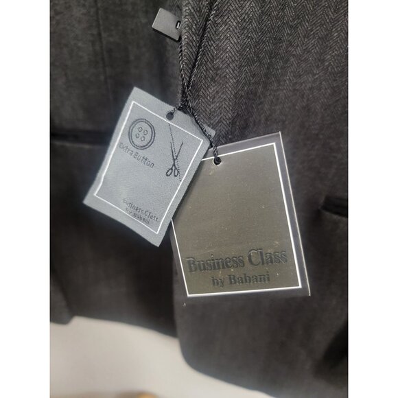 Business Class By Babani Mens Grey Herringbone Blazer Wool Blend 40R - Picture 4 of 10